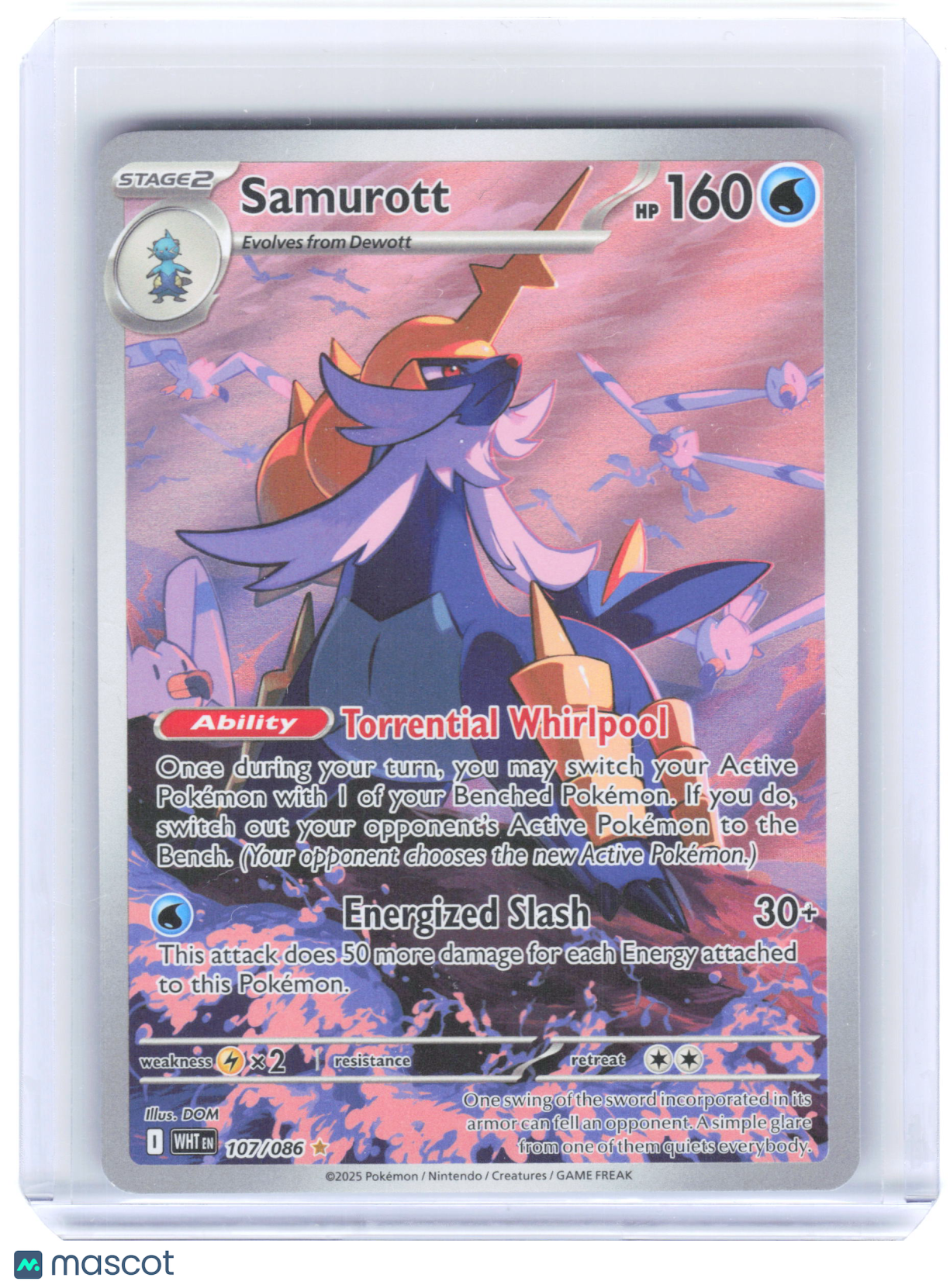 2025 Pokemon—Samurott #107/086 White Flare—Illustration Rare Foil