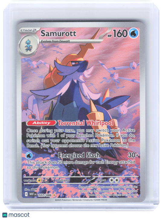 2025 Pokemon—Samurott #107/086 White Flare—Illustration Rare Foil
