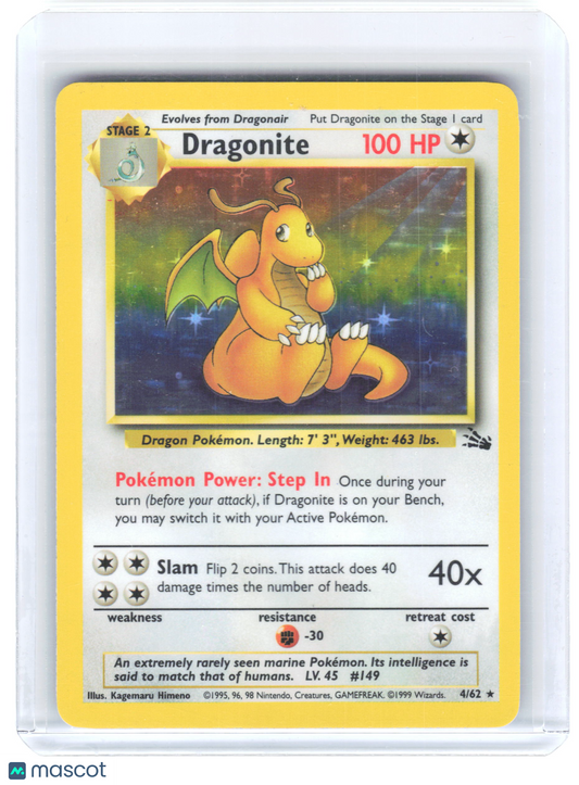 1999 Pokemon—Dragonite #4/62 Fossil—Rare Holo [Lightly Played]
