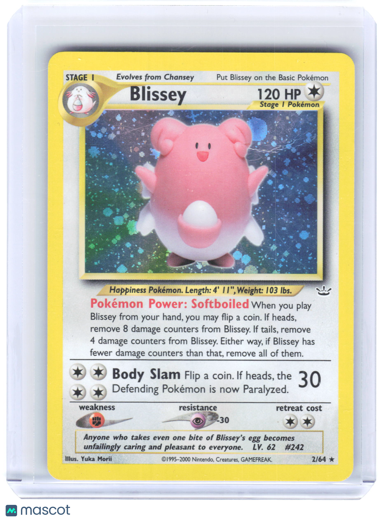 2000 Pokemon—Blissey #2/64 Neo Revelation—Rare Holo [Damaged]