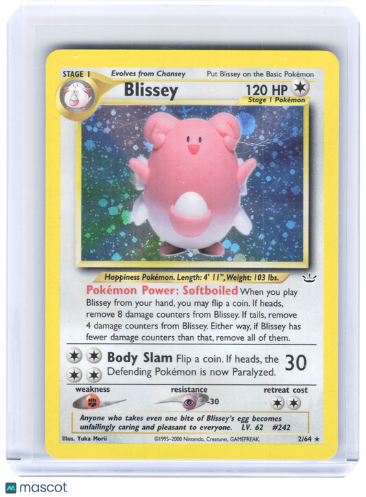 2000 Pokemon—Blissey #2/64 Neo Revelation—Rare Holo [Damaged]
