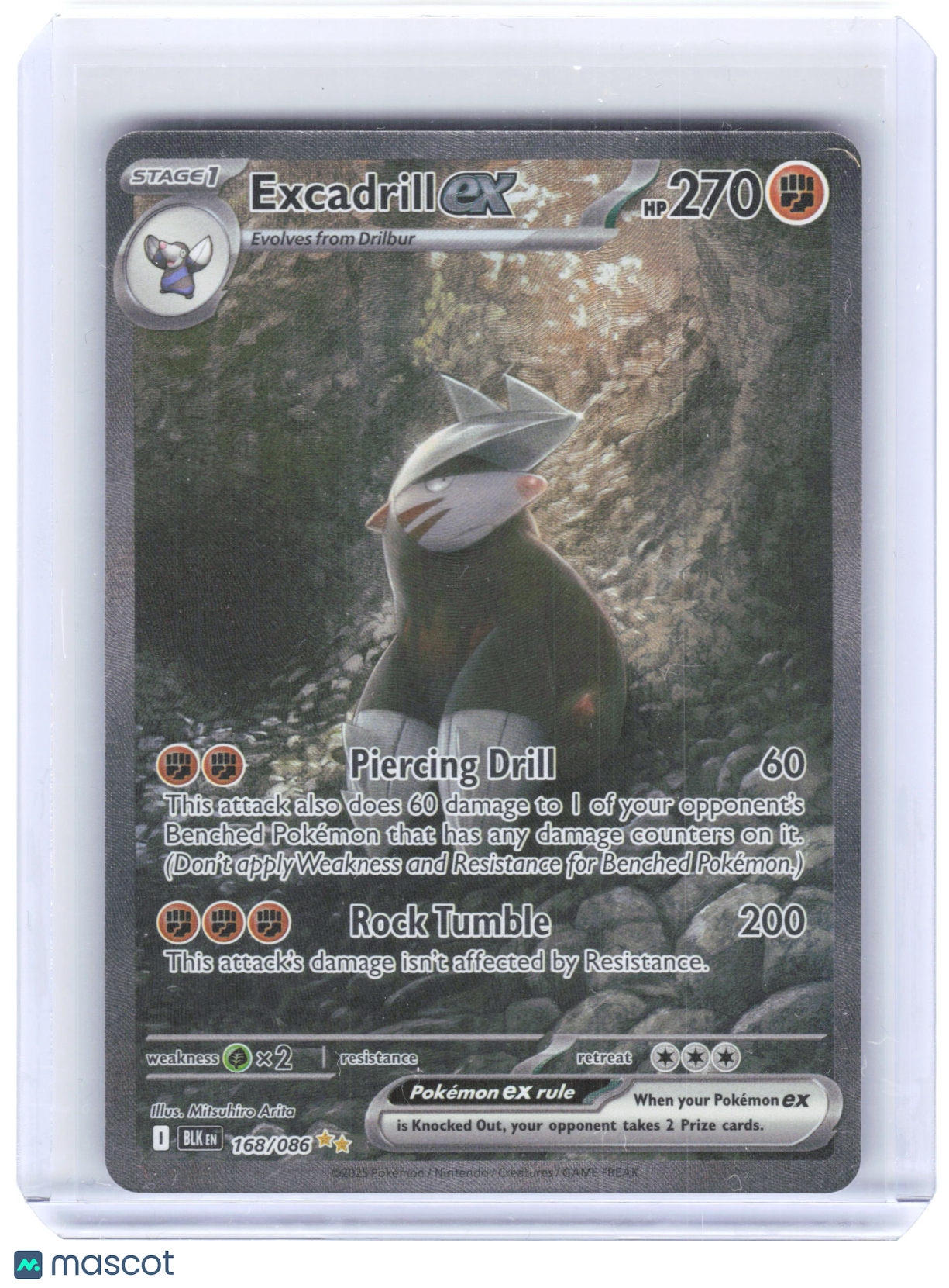 2025 Pokemon—Excadrill ex #168/086 Black Bolt—Special Illustration Rare Holo