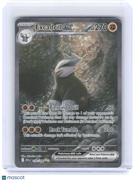 2025 Pokemon—Excadrill ex #168/086 Black Bolt—Special Illustration Rare Holo