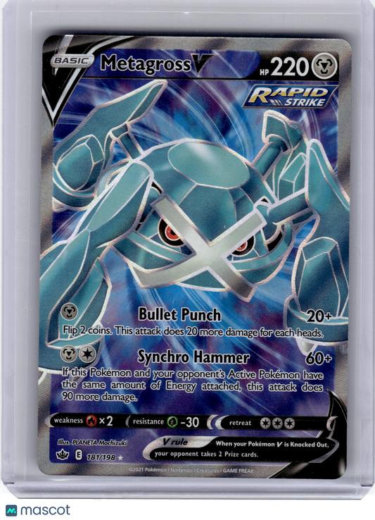 2021 Pokemon Metagross V Chilling Reign Rare Holo #181 Near Mint