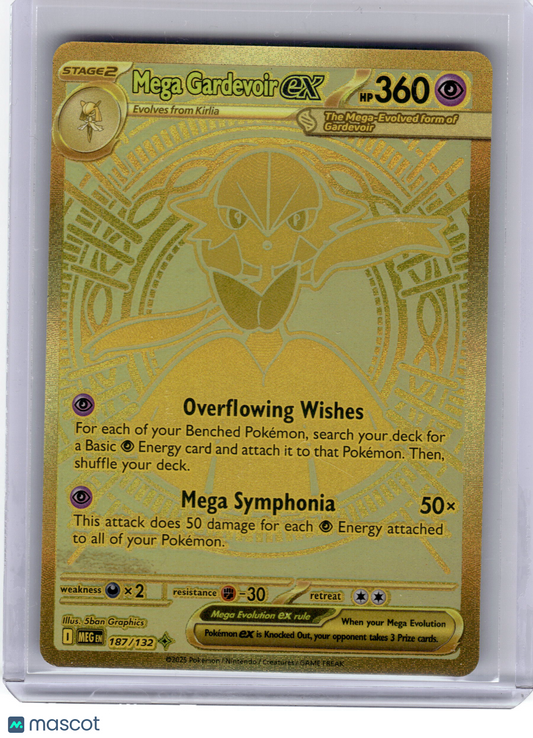 2025 Pokemon Mega Gardevoir EX Mega Evolution Mega Ultra Rare Gold #187 NM