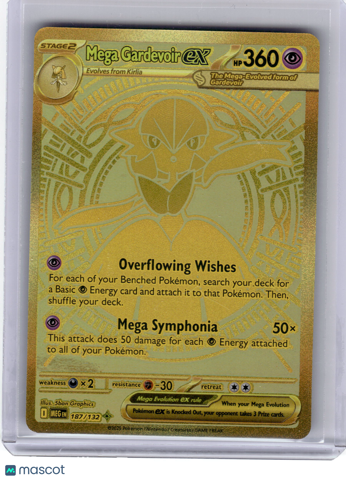 2025 Pokemon—Mega Gardevoir EX #187/132 Mega Evolution— Near Mint