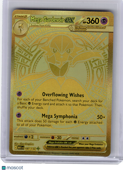 2025 Pokemon Mega Gardevoir EX Mega Evolution Mega Ultra Rare Gold #187 NM
