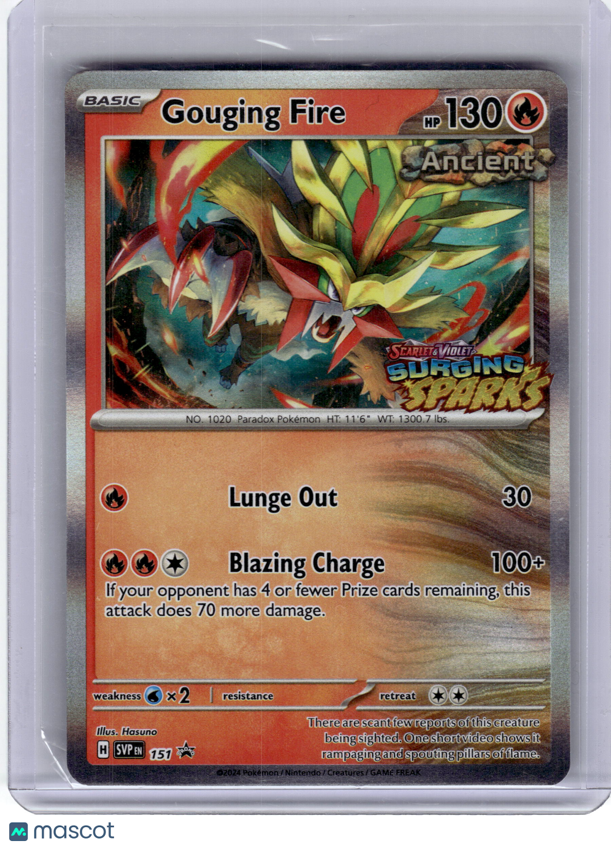 2024 Pokemon Gouging Fire Scarlet & Violet Black Star Promo Holo #151 Near Mint
