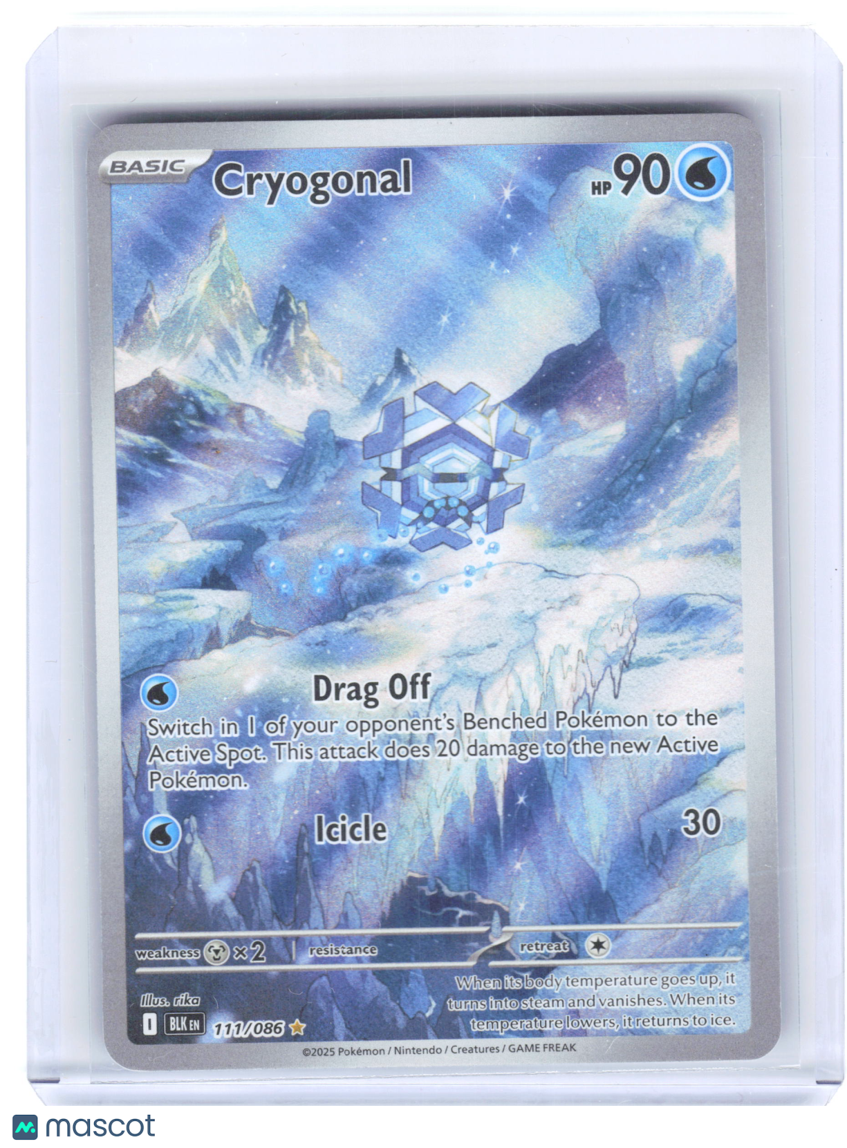 2025 Pokemon—Cryogonal #111/86 Black Bolt—Illustration Rare Holo
