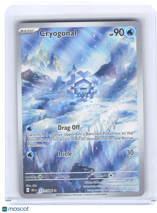 2025 Pokemon—Cryogonal #111/86 Black Bolt—Illustration Rare Holo