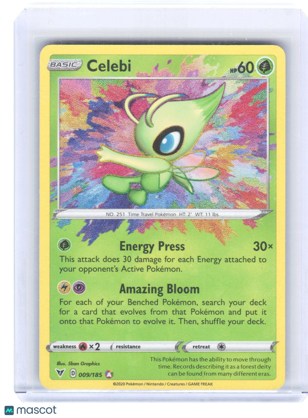 2020 Pokemon—Celebi #9/185 Vivid Voltage—Amazing Rare Foil