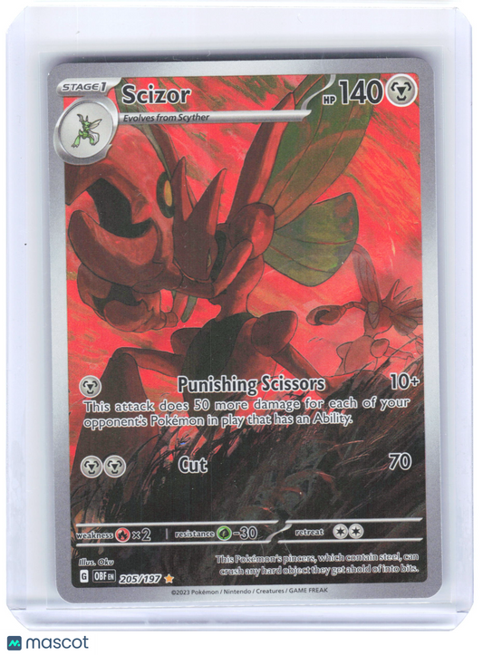 2023 Pokemon—Scizor #205/197 Obsidian Flames—Illustration Rare Holo