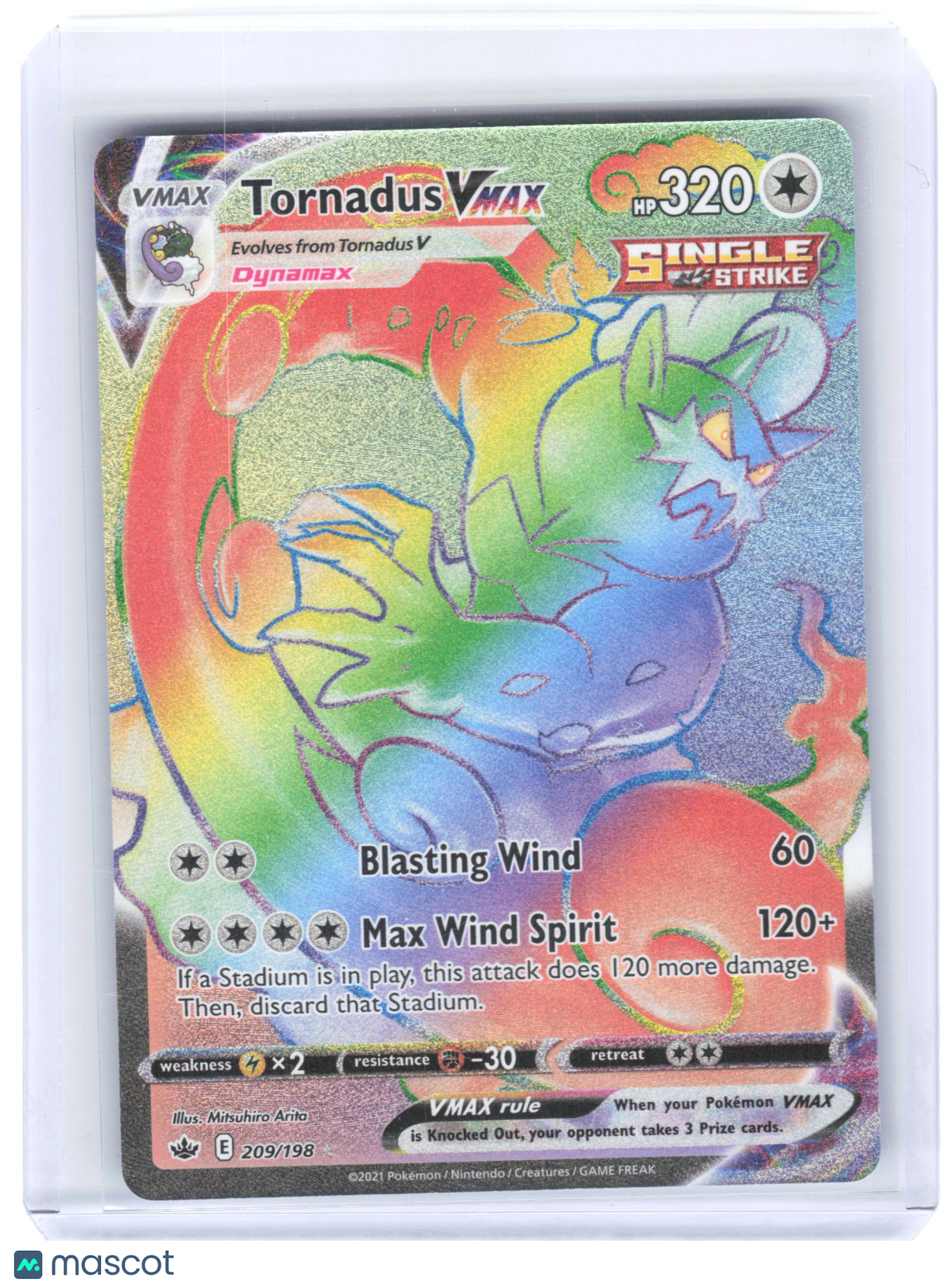2021 Pokemon—Tornadus VMAX #209/198 Chilling Reign—Secret Rare Foil