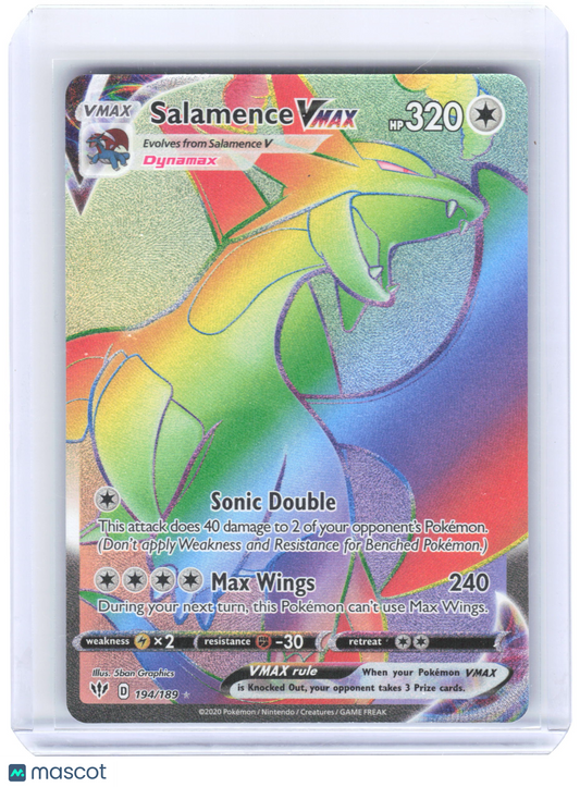 2020 Pokemon—Salamence VMAX #194/189 Darkness Ablaze—Secret Rare Foil
