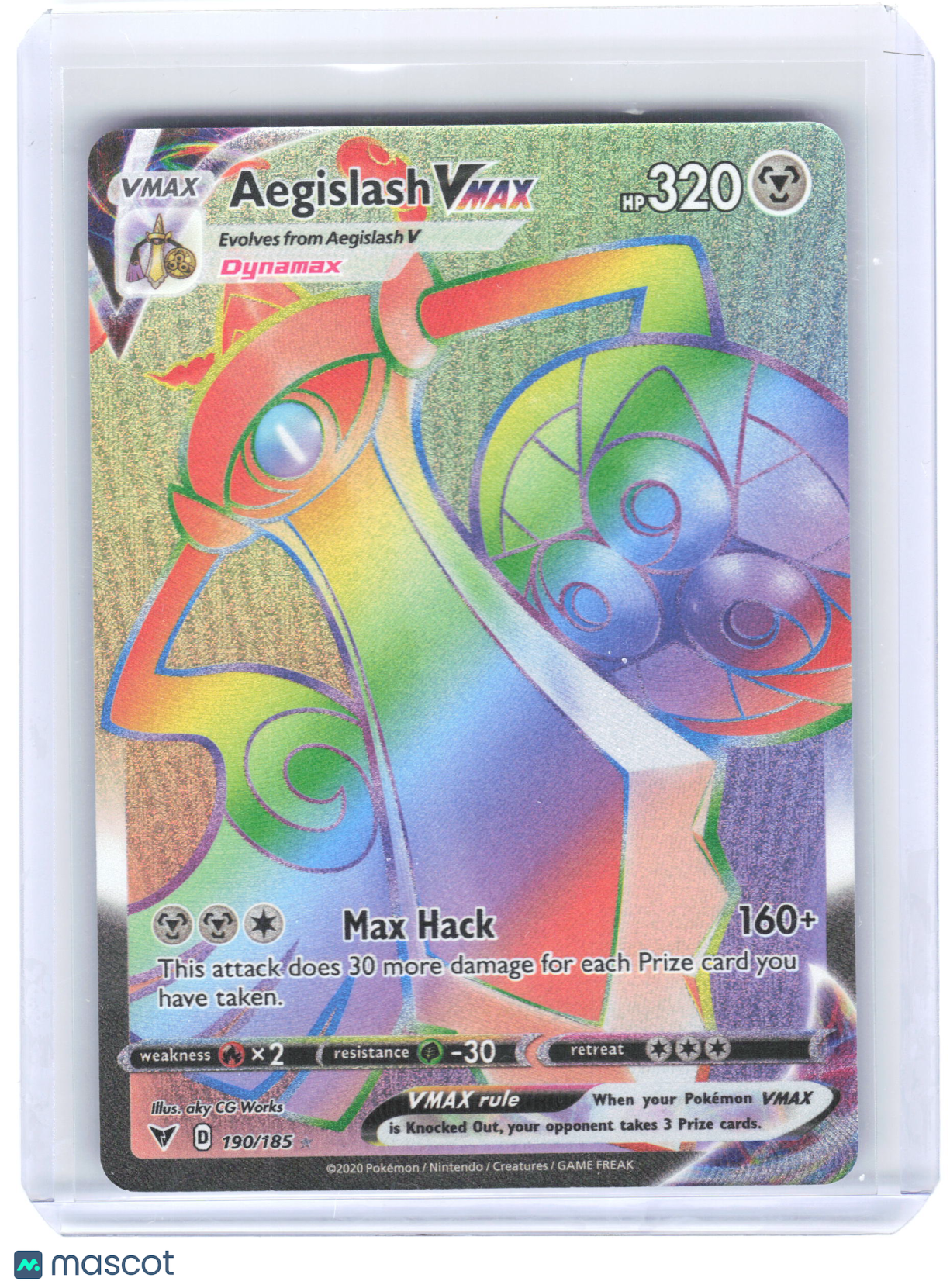 2020 Pokemon—Aegislash VMAX #190/185 Vivid Voltage—Secret Rare Foil FA