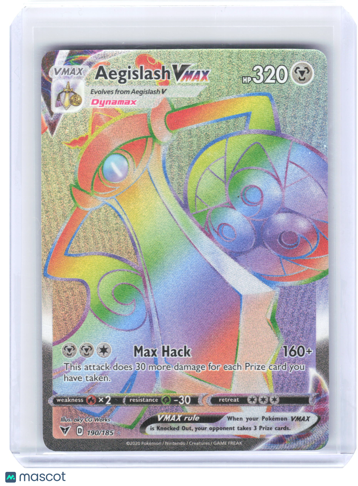 2020 Pokemon—Aegislash VMAX #190/185 Vivid Voltage—Secret Rare Foil FA