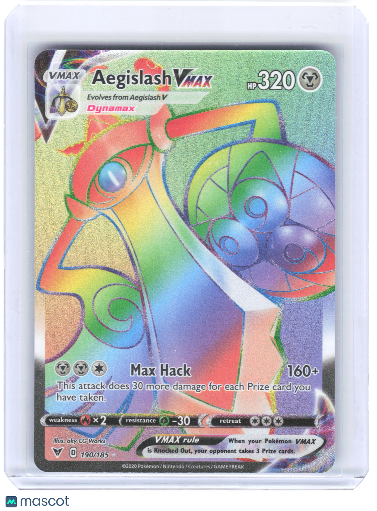 2020 Pokemon—Aegislash VMAX #190/185 Vivid Voltage—Secret Rare Foil
