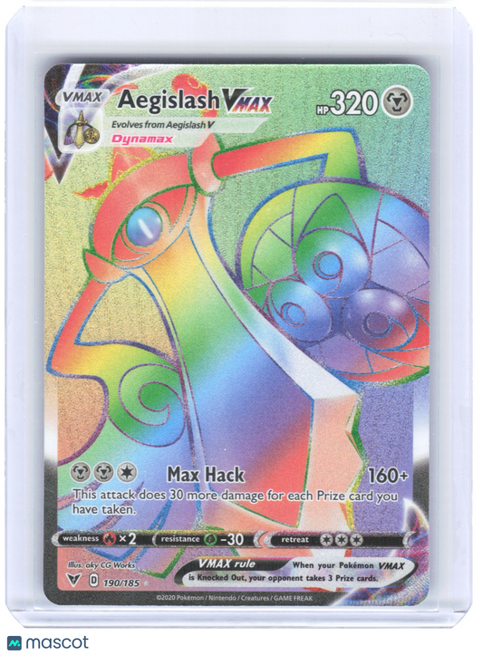 2020 Pokemon—Aegislash VMAX #190/185 Vivid Voltage—Secret Rare Foil