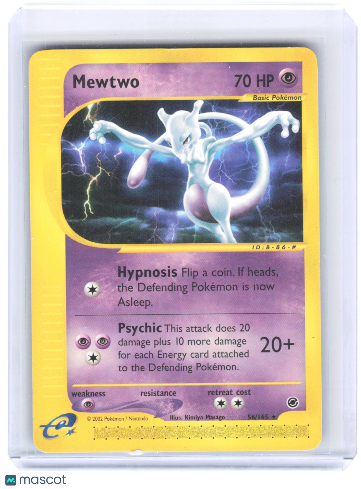 2002 Pokemon—Mewtwo #56/165 Expedition Base Set—Rare [Damage]