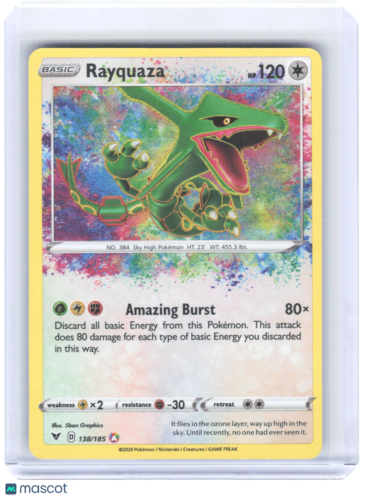 2020 Pokemon—Rayquaza #138/185 Vivid Voltage—Amazing Rare Foil