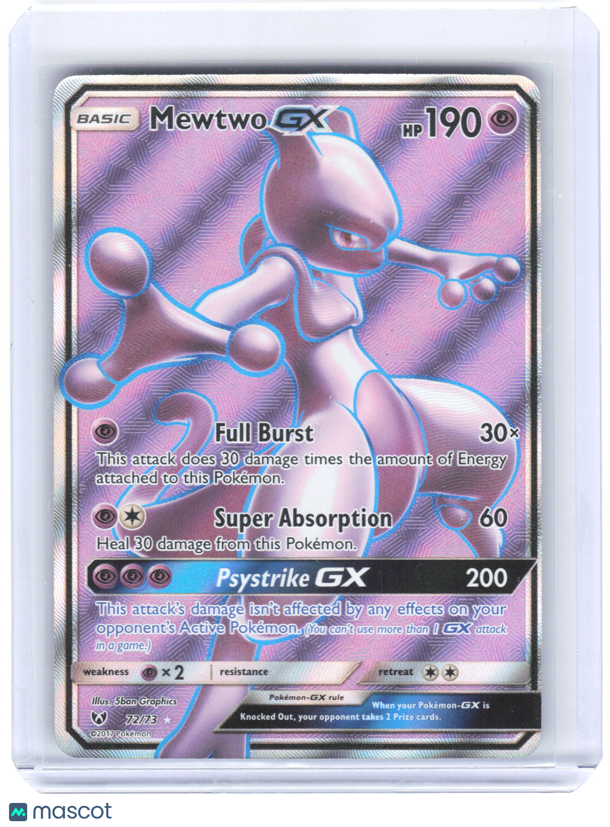 2017 Pokemon—Mewtwo GX #72/73 Shining Legends—Ultra Rare Foil [Heavily Played]