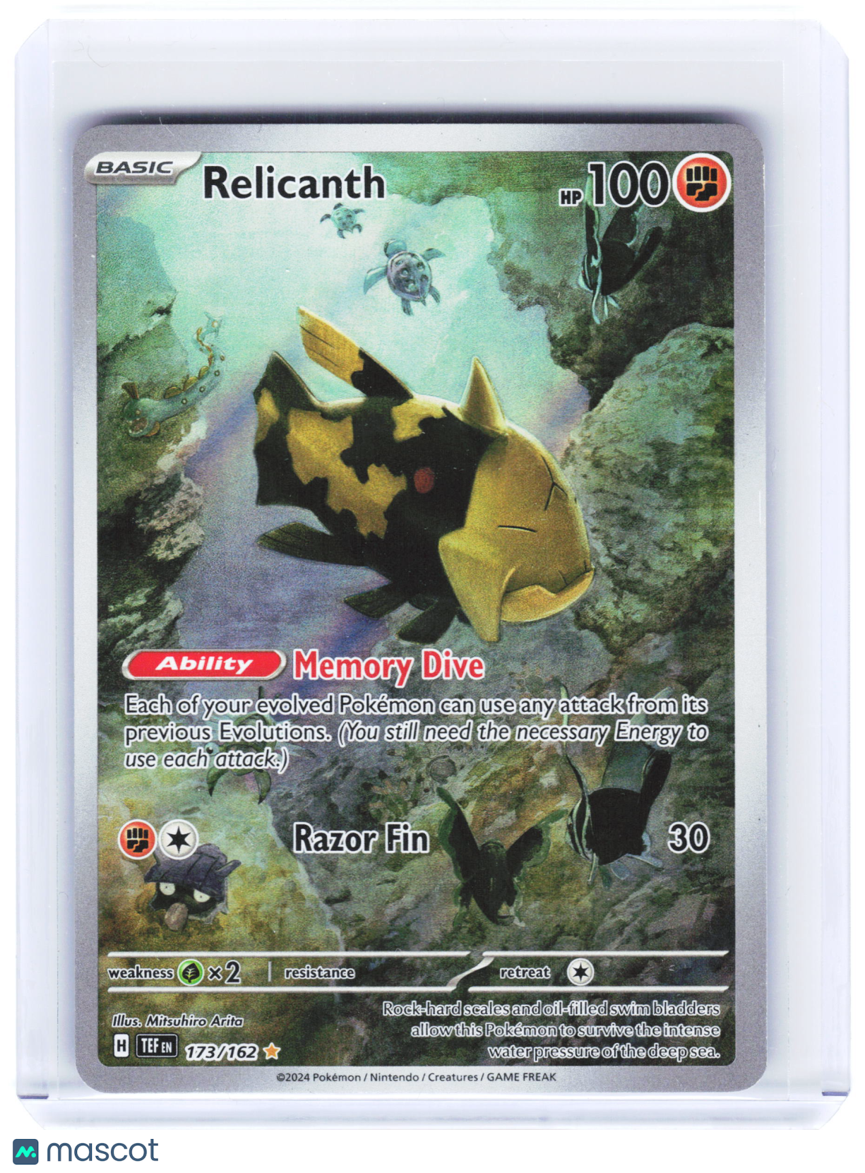 2024 Pokemon—Relicanth #173/162 Temporal Forces—Illustration Rare Foil