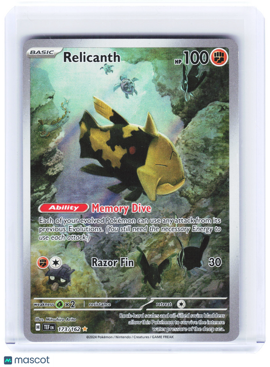 2024 Pokemon—Relicanth #173/162 Temporal Forces—Illustration Rare Foil