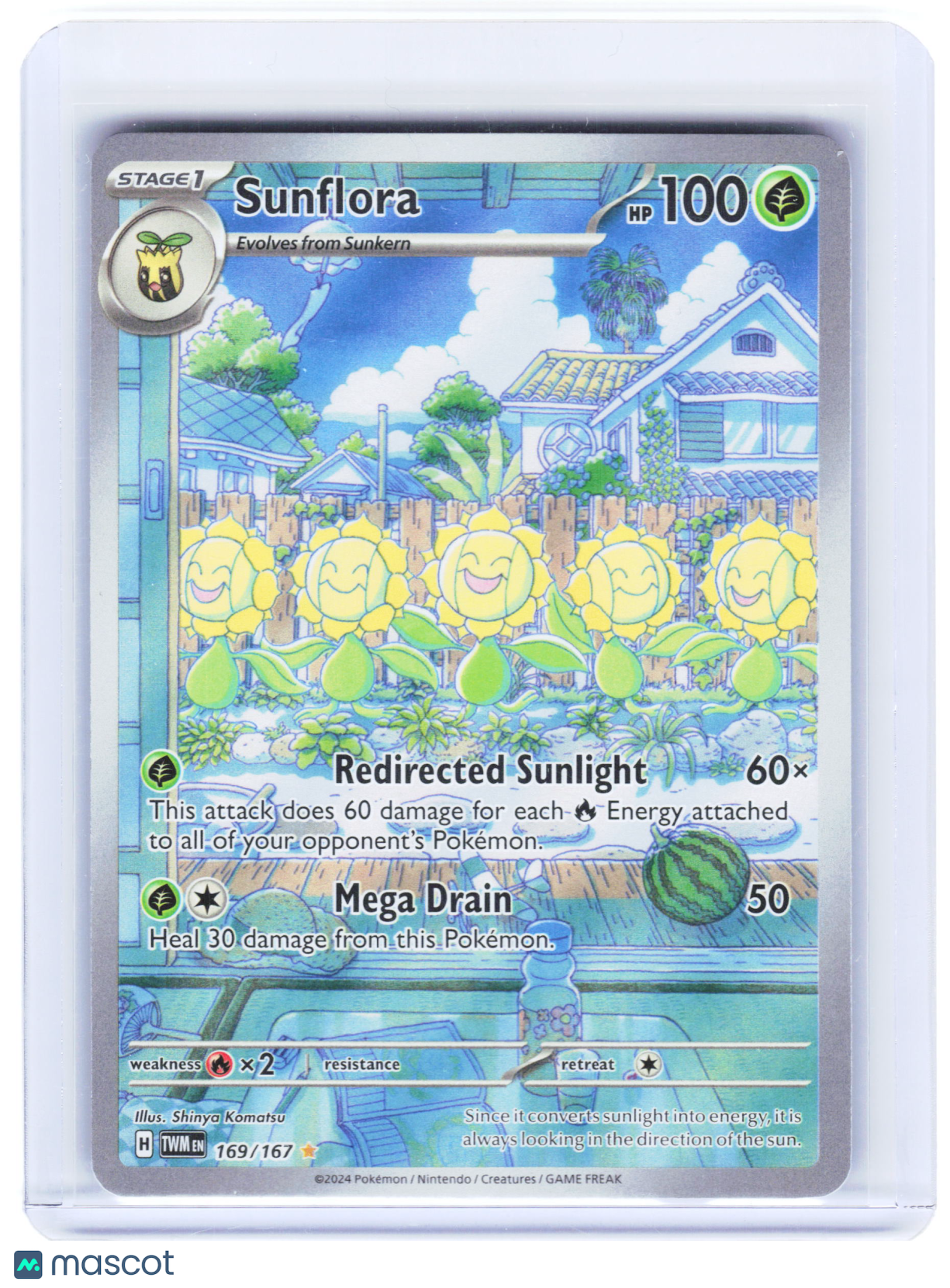 2024 Pokemon—Sunflora #169/167 Twilight Masquerade—Illustration Rare Foil
