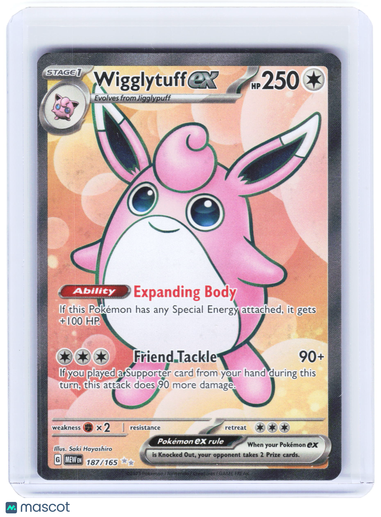 2023 Pokemon—Wigglytuff ex #187/165 Scarlet & Violet 151—Ultra Rare Holo