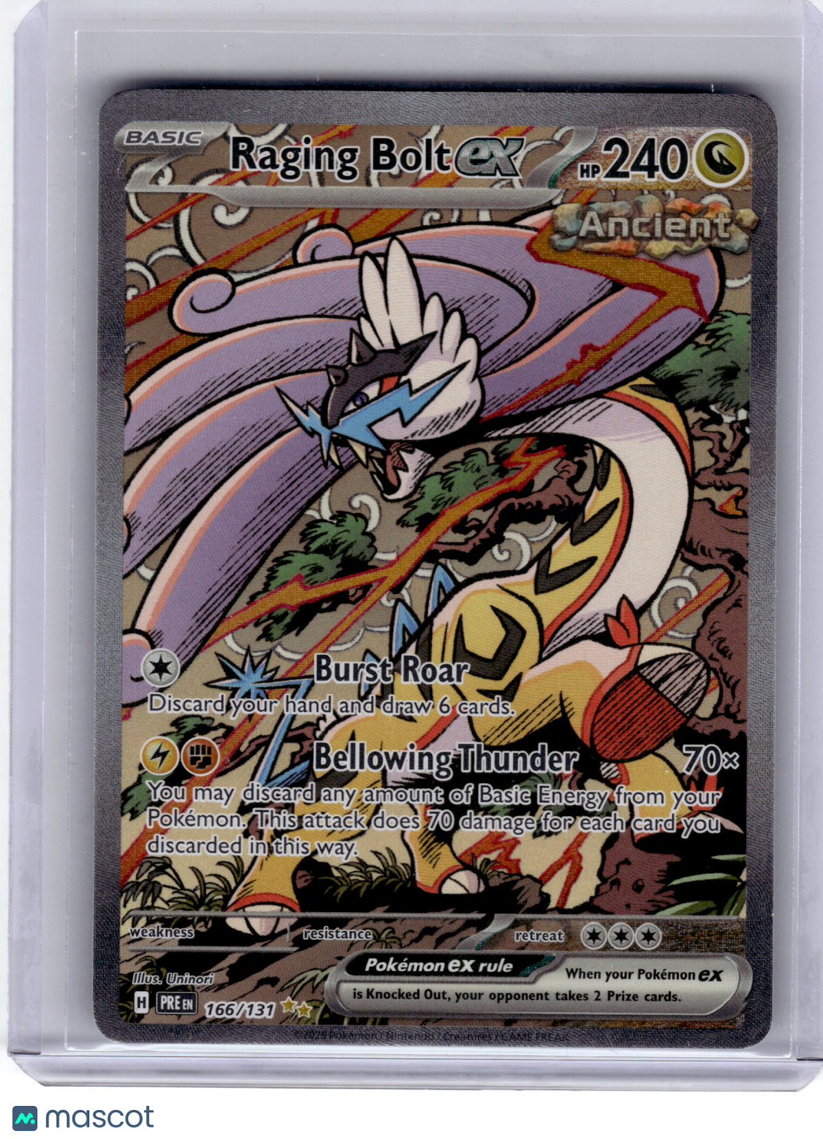 2024 Pokemon—Raging Bolt EX #166/131 Prismatic Evolutions— Near Mint