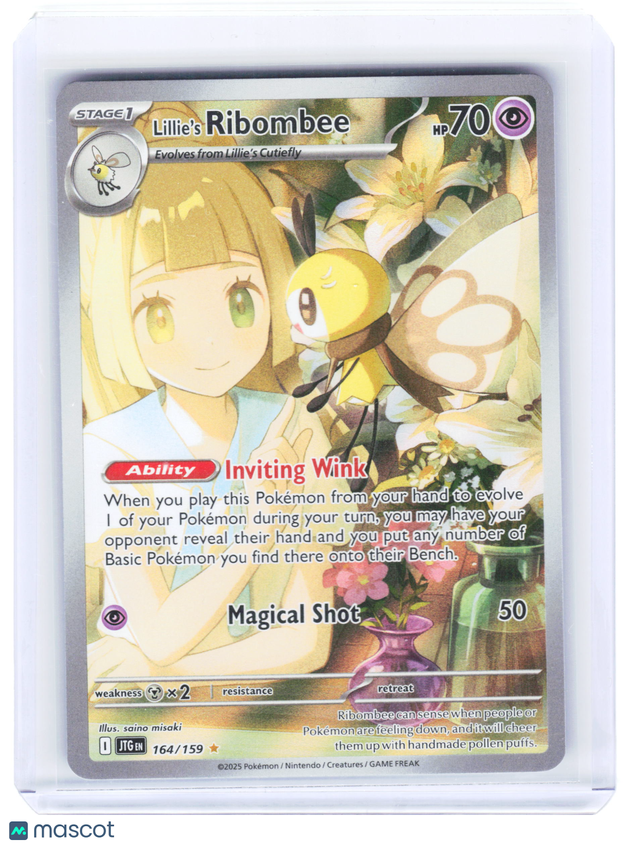 2025 Pokemon—Lillie's Ribombee #164 Journey Together—Illustration Rare Near Mint