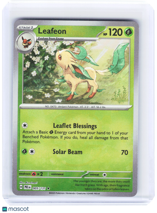 2025 Pokemon—Leafeon #5 Prismatic Evolutions—Reverse Holo [Masterball] Near Mint