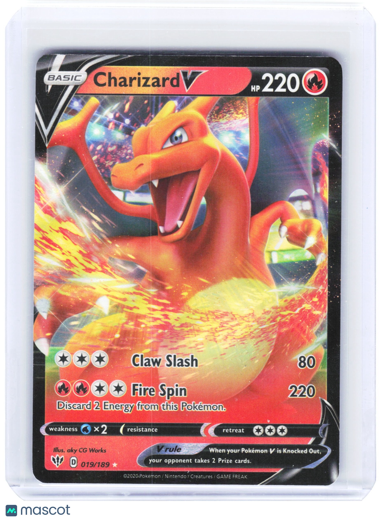 2020 Pokemon—Charizard V #019/189 Darkness Ablaze—Ultra Rare Foil