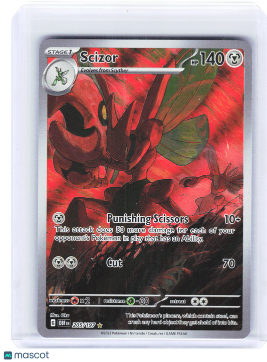 2023 Pokemon—Scizor #205/197 Obsidian Flames—Illustration Rare Foil