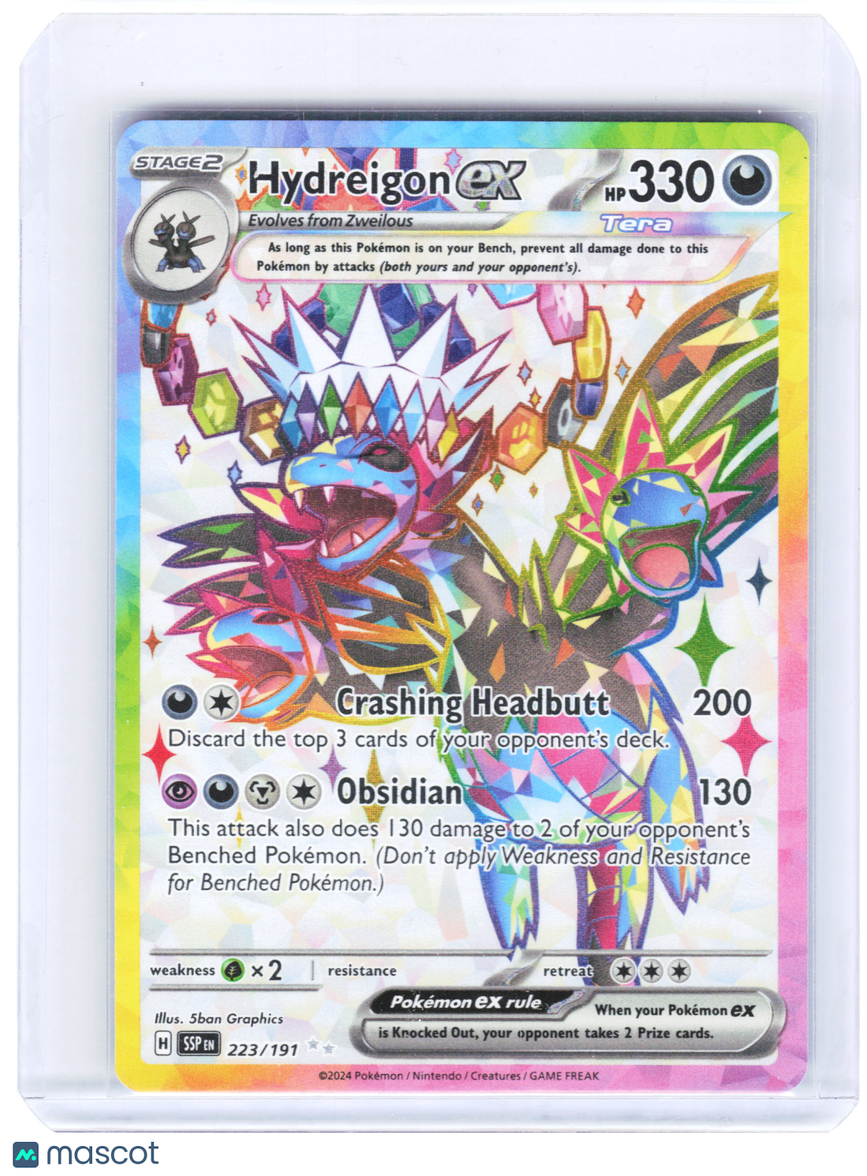 2024 Pokemon—Hydreigon ex #223/197 Surging Sparks—Ultra Rare Holo