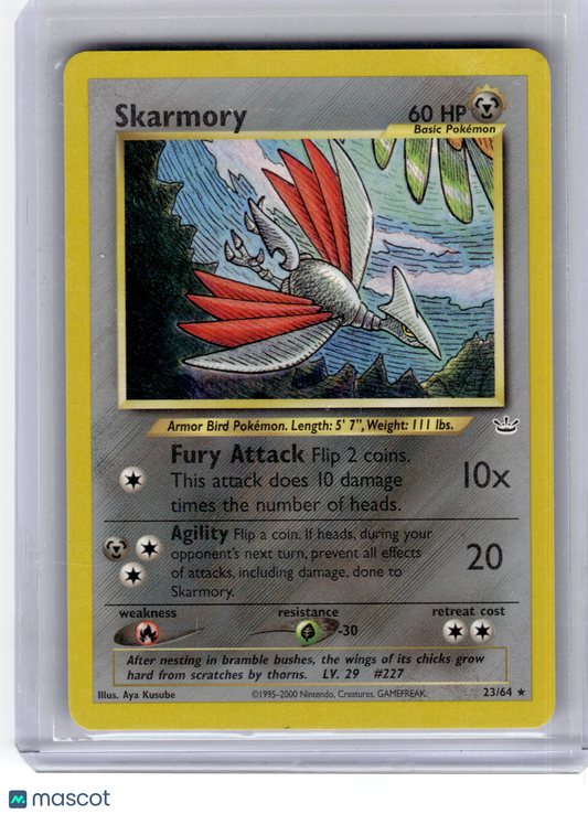 2000 Pokemon—Skarmory #23 Neo Revelation—Rare Holo Near Mint