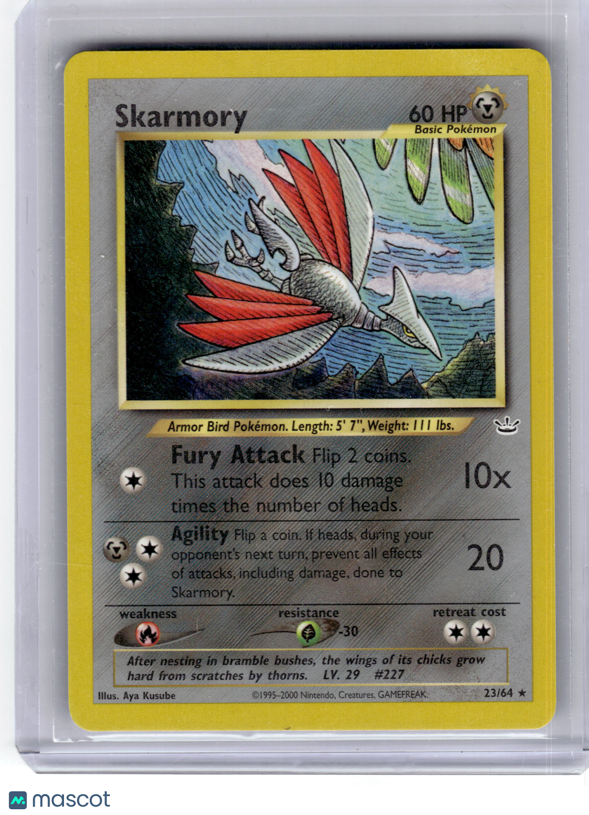 2000 Pokemon—Skarmory #23 Neo Revelation—Rare Holo Near Mint