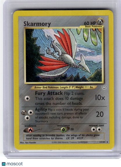 2000 Pokemon—Skarmory #23 Neo Revelation—Rare Holo Near Mint