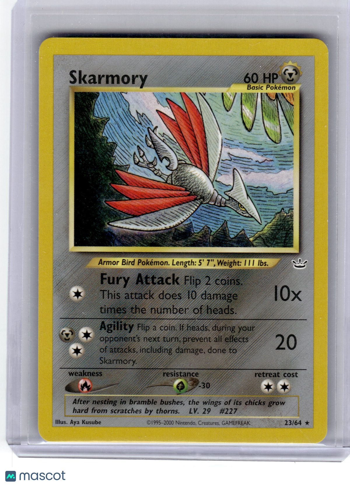 2000 Pokemon—Skarmory #23 Neo Revelation—Rare Holo Near Mint