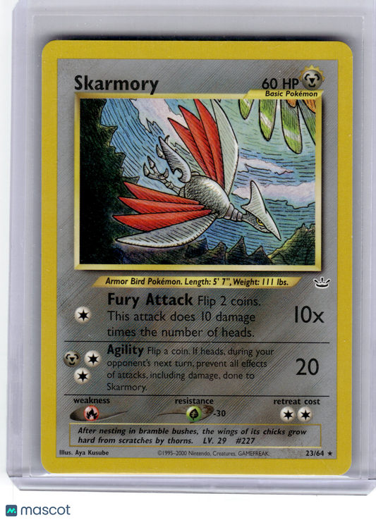 2000 Pokemon—Skarmory #23 Neo Revelation—Rare Holo Near Mint