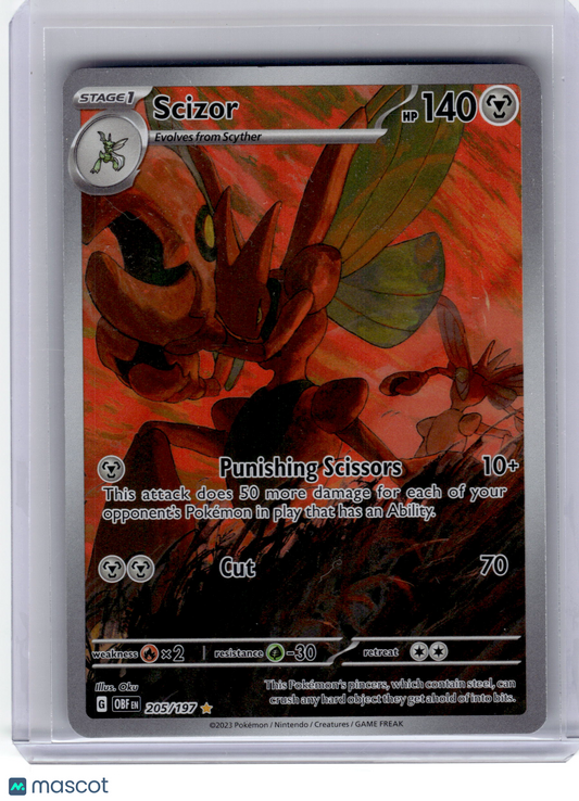 2023 Pokemon Scizor Obsidian Flames Illustration Rare #205 Lightly Played