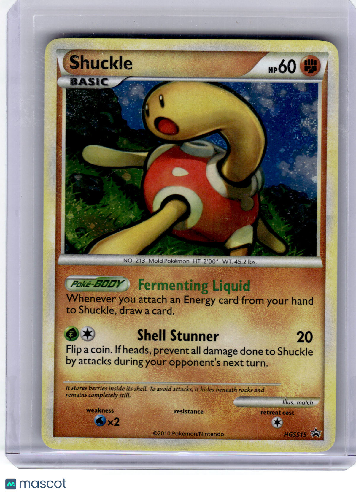 2010 Pokemon—Shuckle #HGSS15 Heartgold & Soulsilver— Lightly Played
