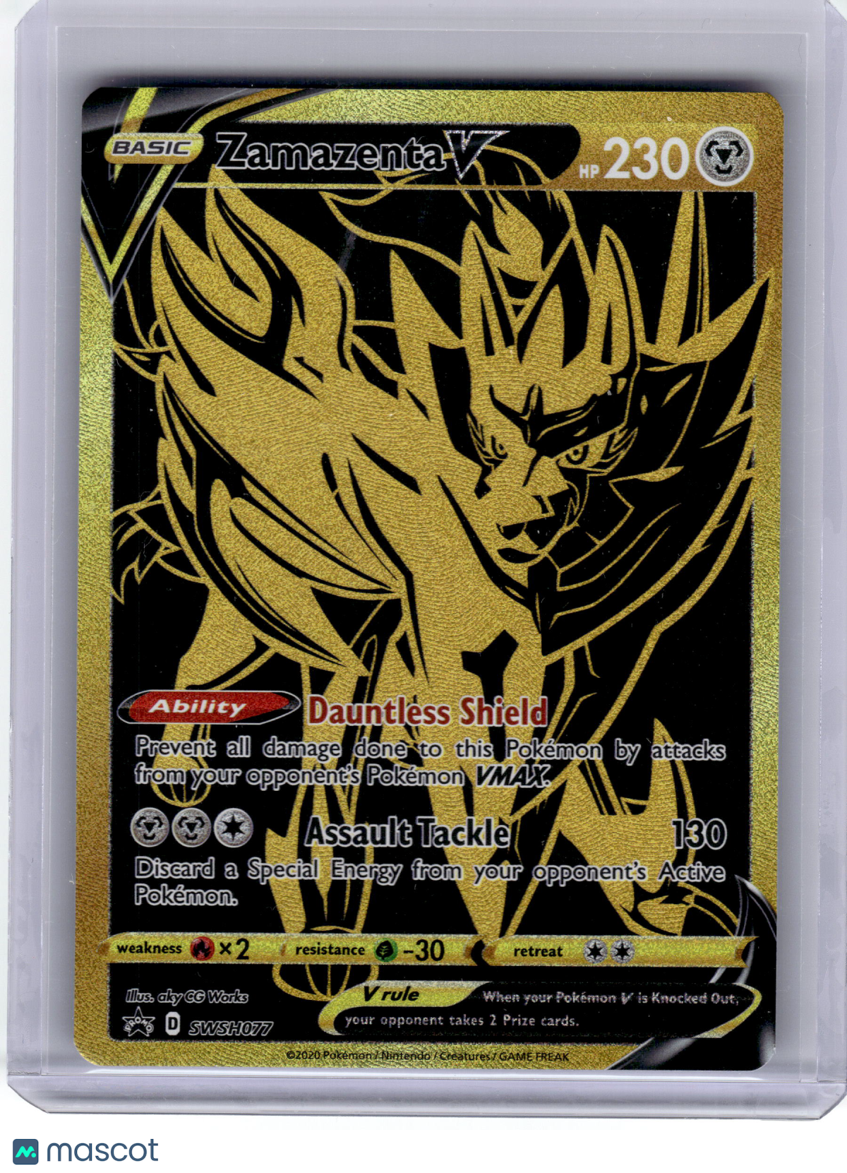 2020 Pokemon Zamazenta V Sword & Shield Black Star Promo Gold #SWSH077 Near Mint