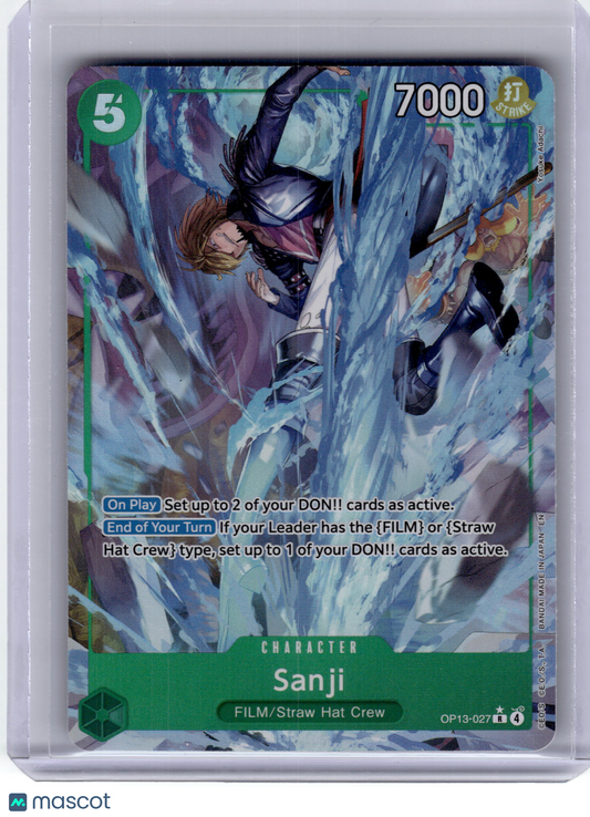 2025 One Piece Card Game—Sanji #OP13-027 Carrying On His Will—Rare Foil Alt Art