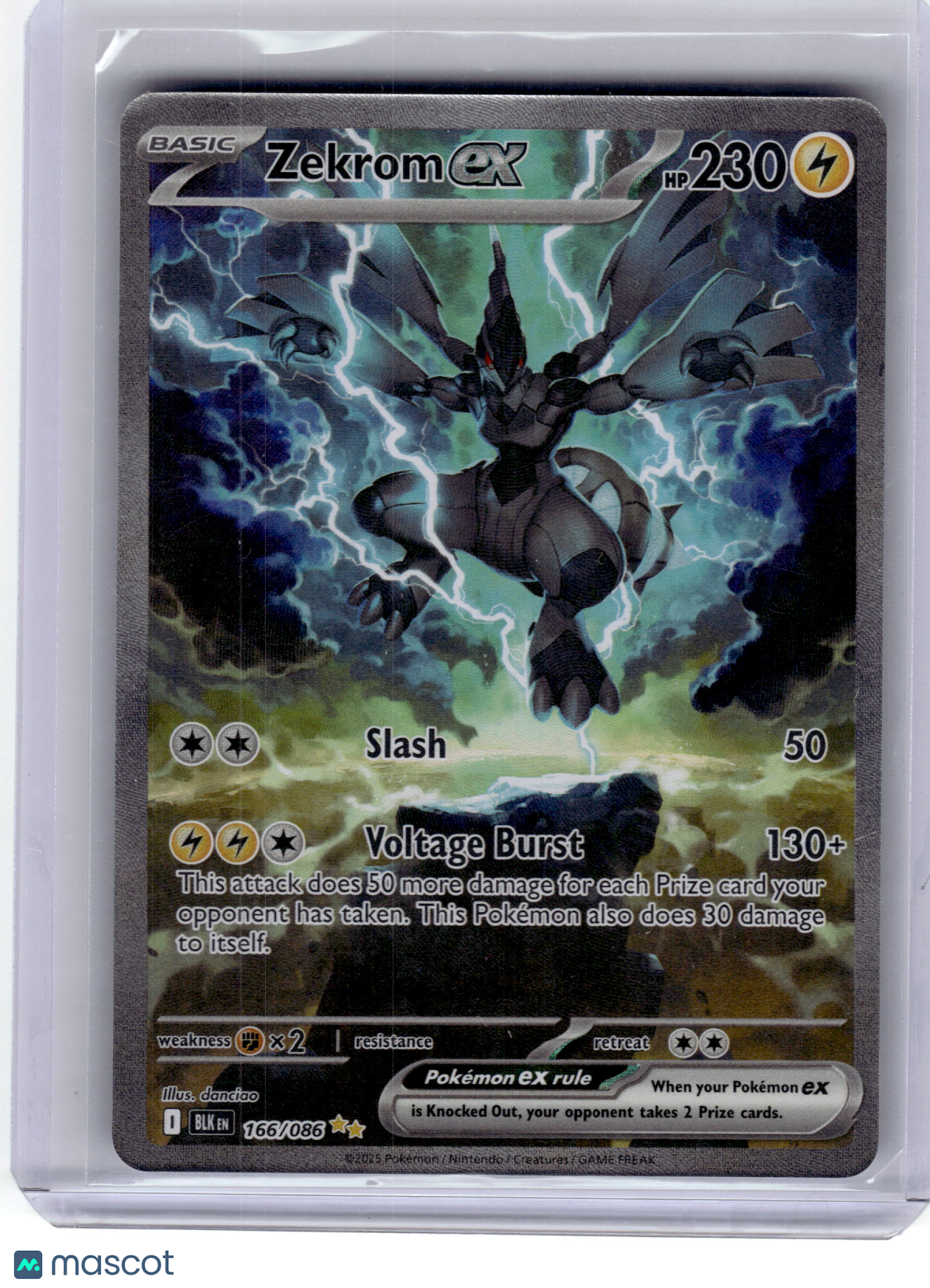 2025 Pokemon—Zekrom EX #166 Black Bolt—Special Illustration Rare Holo Near Mint