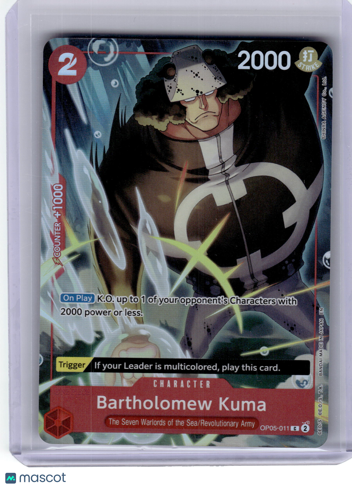 2025 One Piece Card Game—Bartholomew Kuma #OP05-011 One Piece Promo Cards (OP-PR)— (Seven Warloads of the Sea Binder Set)