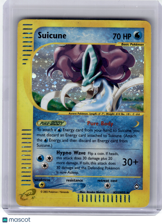 2002 Pokemon Suicune Aquapolis Rare Holo #H25 Moderately Played