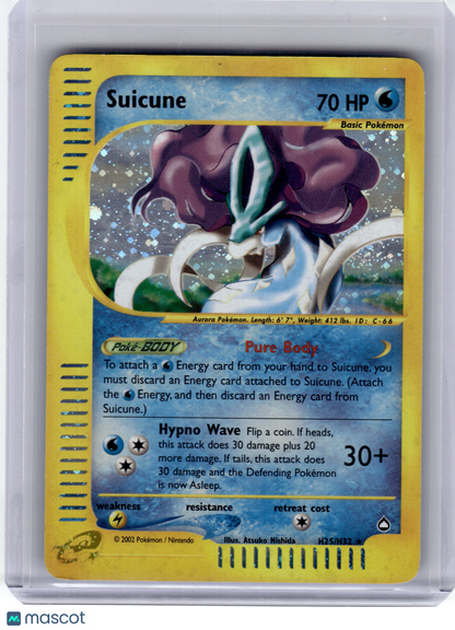 2002 Pokemon—Suicune #H25 Aquapolis—Rare Holo Moderately Played