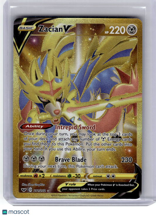 2020 Pokemon—Zacian V #211/202 Sword & Shield— Near Mint