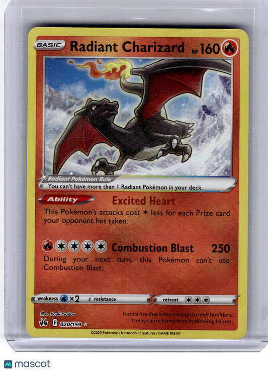 2023 Pokemon Radiant Charizard Crown Zenith Rare Holo #20 Near Mint